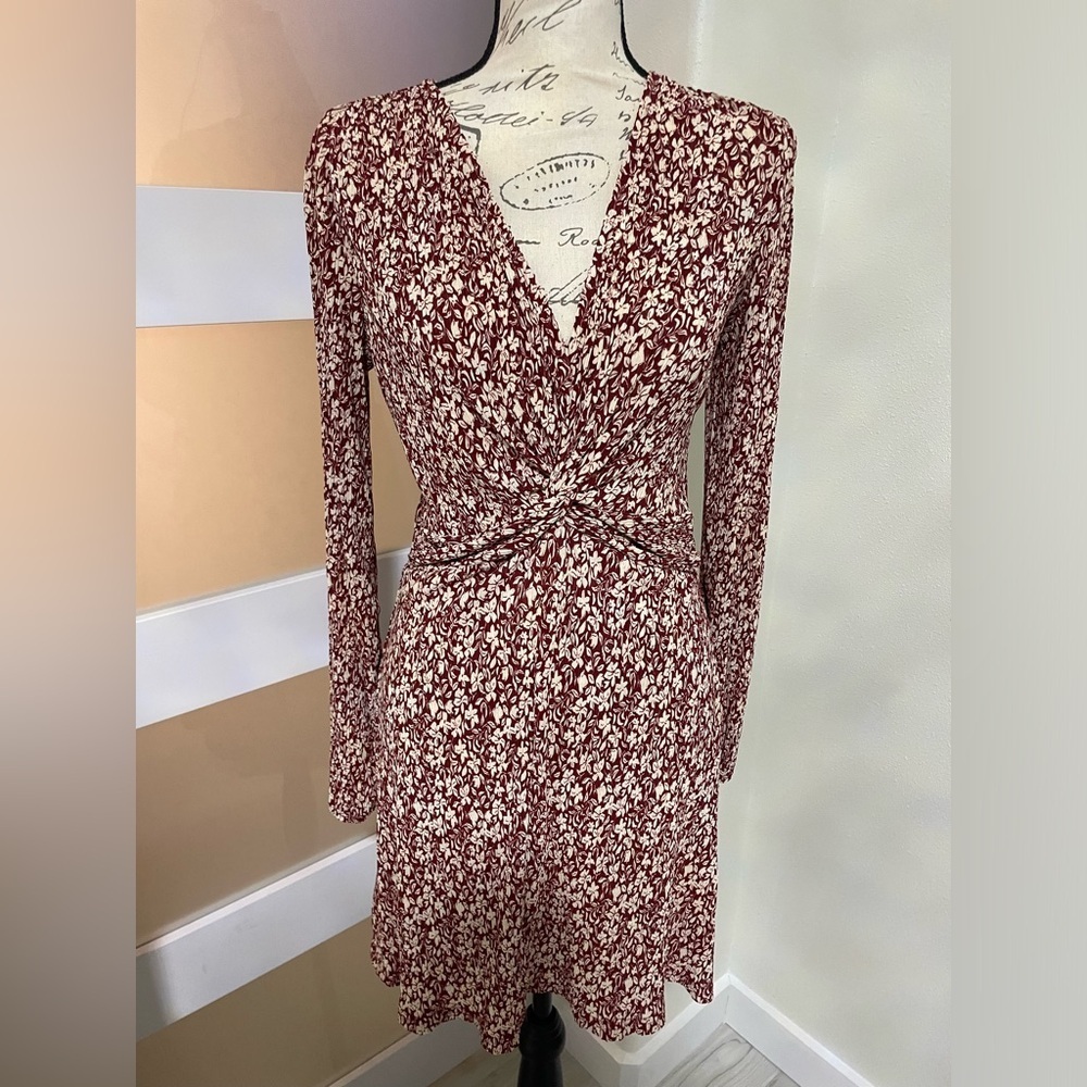 MNG Short printed dress with knot detail SZ 8 EUC